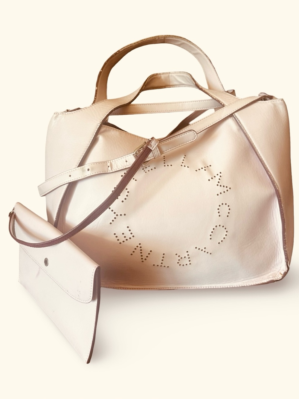 Stella McCartney Perforated Stella Logo Tote Bag in Blush Pink Matching Pouch
